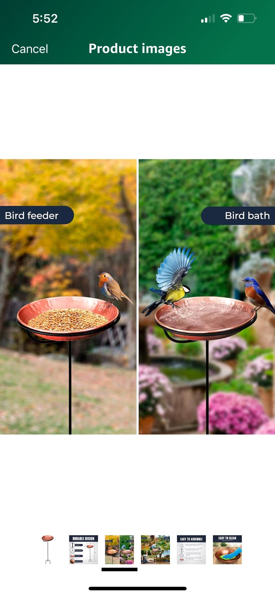 Monarch Abode Pure Copper Hand Hammered Standing Bird Bath and Feeder w/ Iron Stand