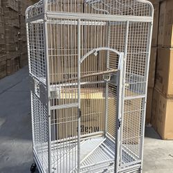 X-Large Open Dome Top Parrot Bird Cage With Wheels 