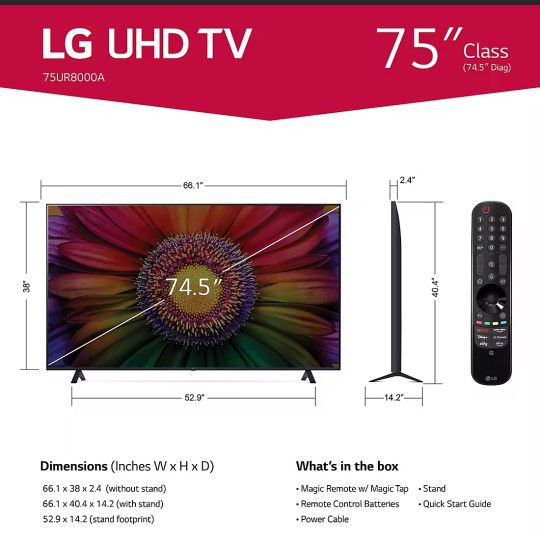 LG 75" UR8000 4K UHD AI ThinQ Smart TV