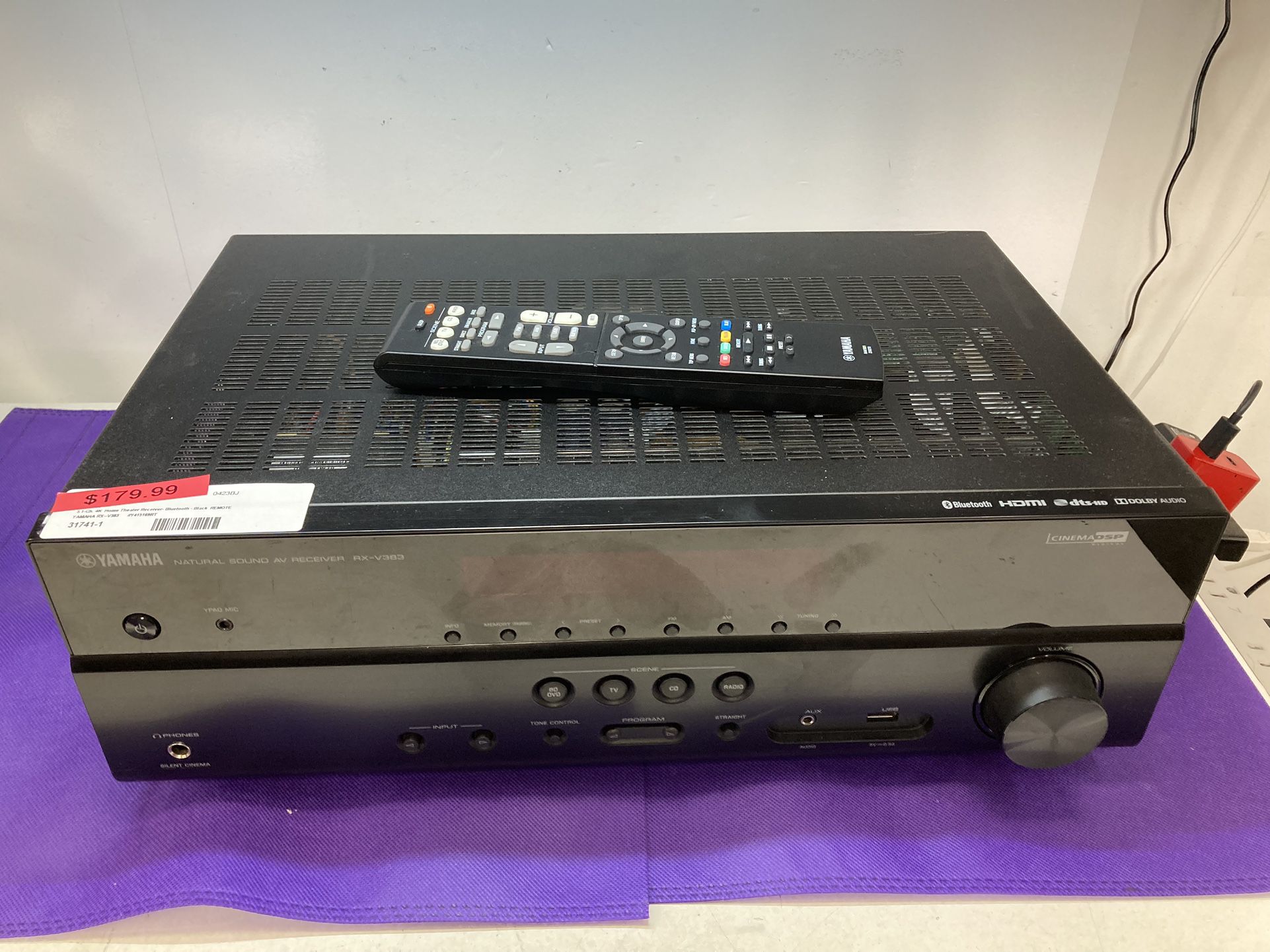 Yamaha RX-V383 AV Receiver 5.1 Channel 4K Home Theater, Bluetooth w/REMOTE - Black 