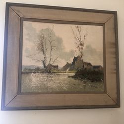 Grégoire Lavaux Oil Canvas Landscape Painting 30x26" 