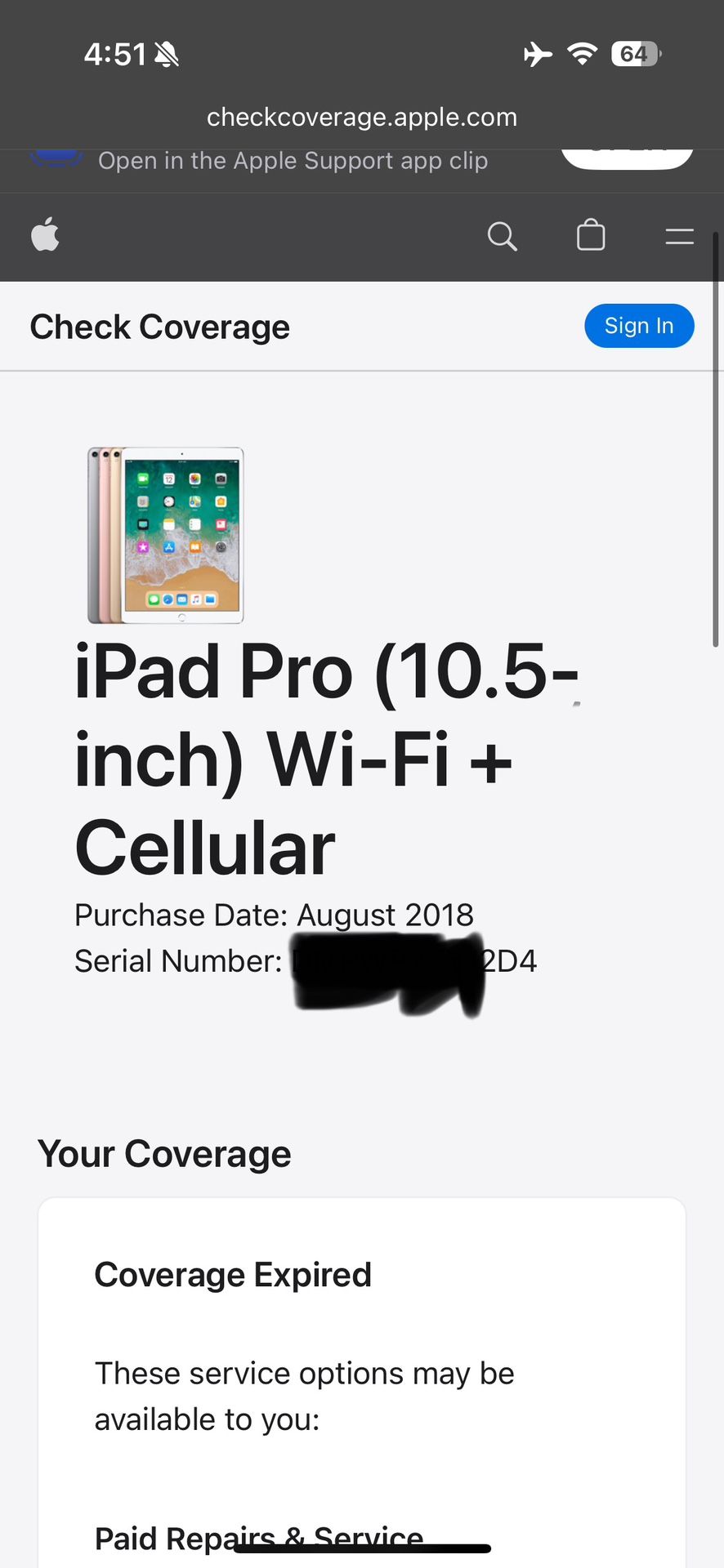 iPad Pro 10.5 2018 Wifi + Cellular
