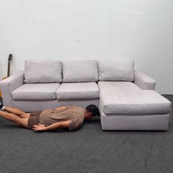 Light Gray Sectional Couch with Right-Facing Chaise - Can Deliver