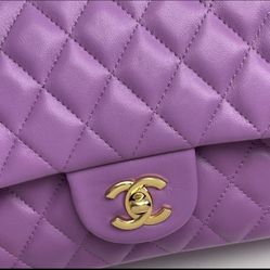 Chanel Double Flap Classic Handbag in Lilac