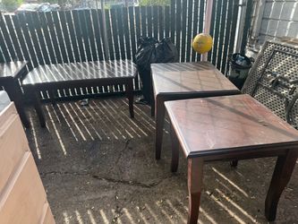 Dark Wood Coffee Table and End Tables Set