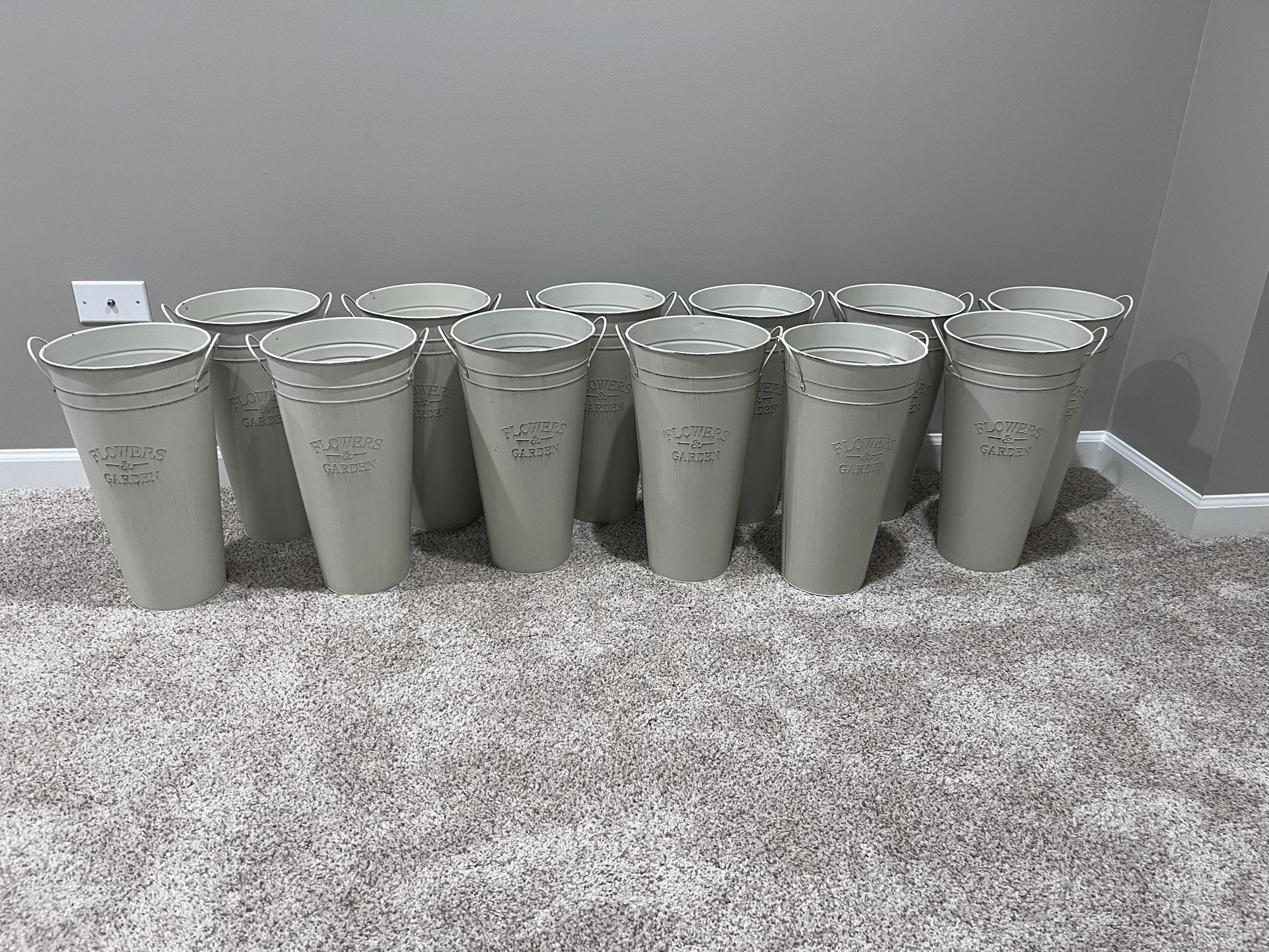 12 Galvanized Metal Flower Vases (wedding) 