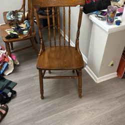 Four Solid Wood Chairs 