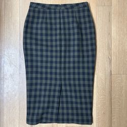 A.L.C. Plaid Check Pencil Midi Skirt – Size 8 – 100% Virgin Wool