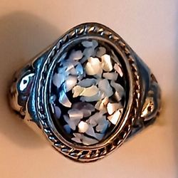 New Stainless Steel Abolone Shell Ring Size 9