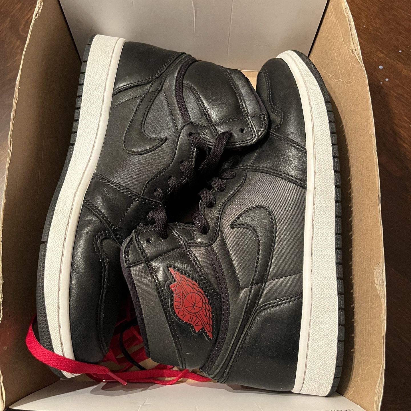 Nike Air Jordan 1 Retro High Black Satin Gym Red for Sale in 