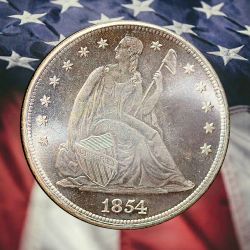1854 Seated Liberty Dollar Silver Plated Novelty Coin - Unc
