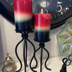 12” And 14” High 4th Of July Candles/Holders