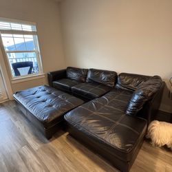 Leather Sectional Sofa with Ottoman – Great Condition