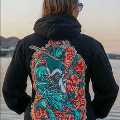 DEFCON ŌKAMI WARRIOR HOODED SWEATSHIRT – BLACK – SIZE S