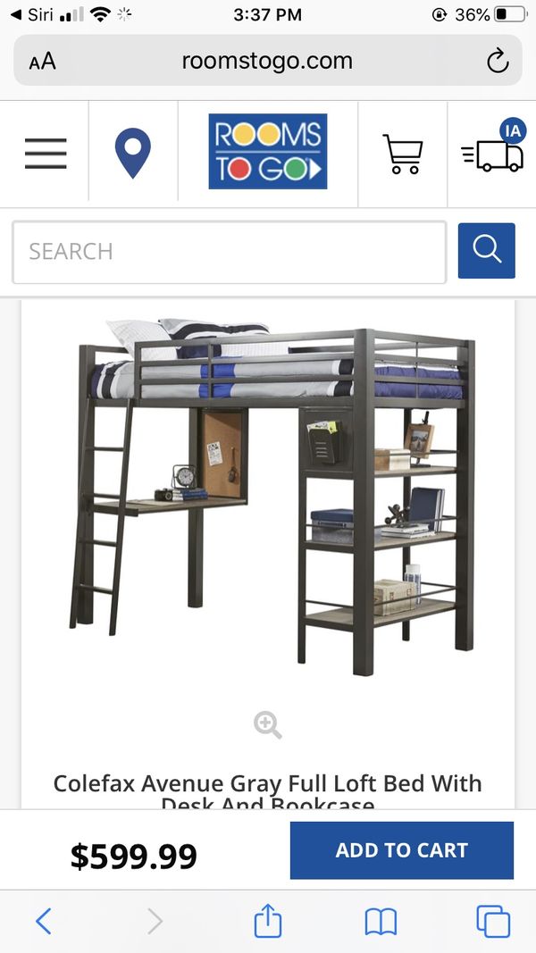 Colefax Avenue Gray Full Loft Bed With Desk And Bookcase Bed Western