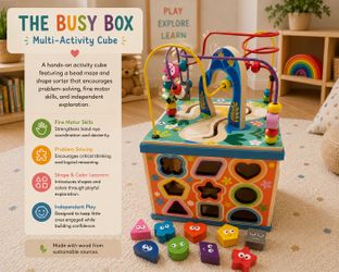 Wooden activity cube