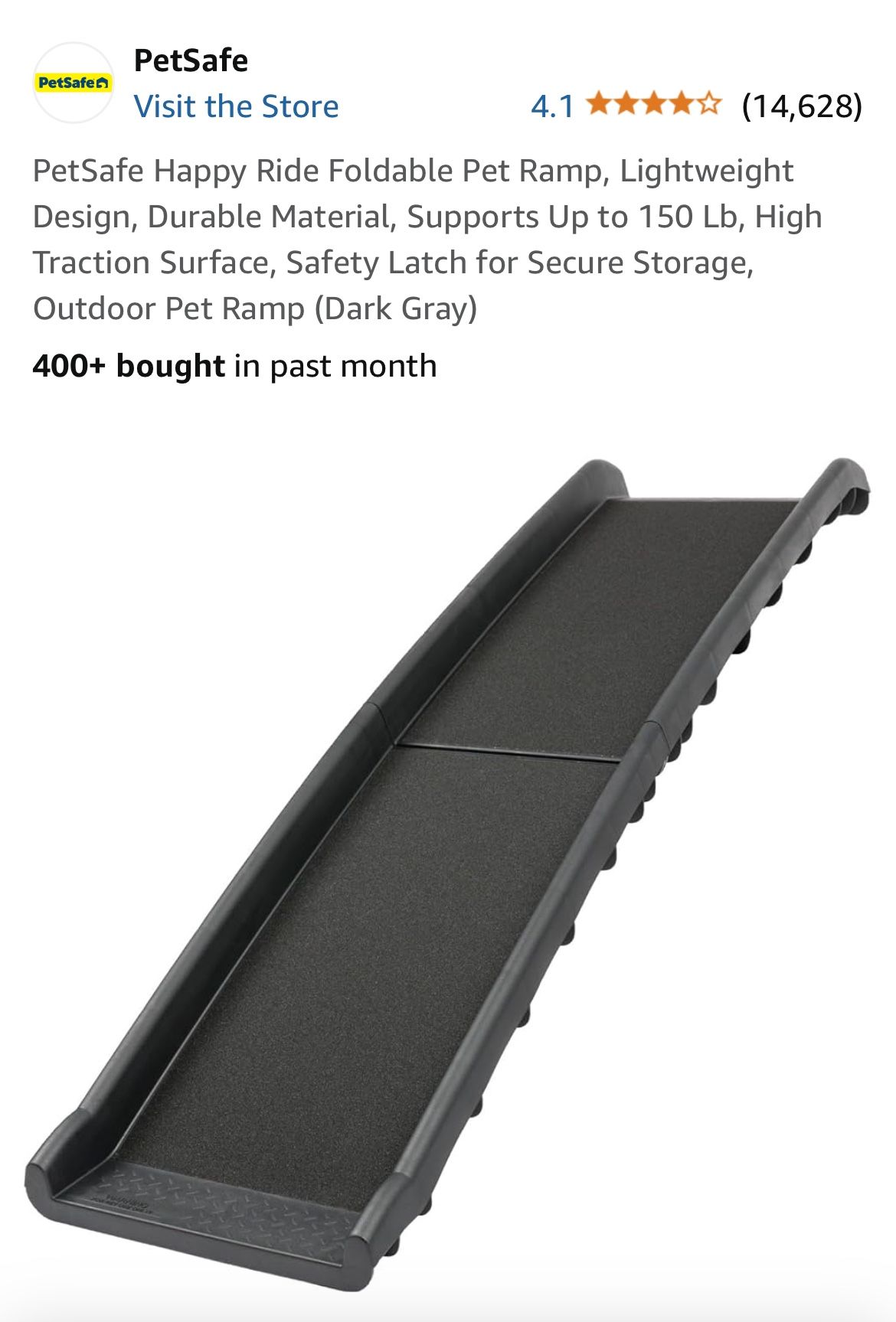 New! PetSafe-Foldable Pet Ramp, Lightweight Design, Durable Material, Supports Up to 150lbs