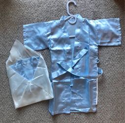 2 Toddler Light Blue satin robes