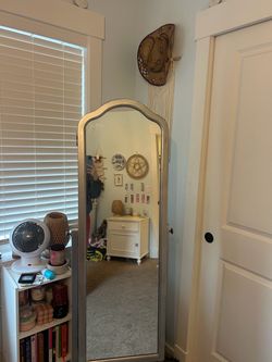 Pier One silver antique floor mirror jewelry storage