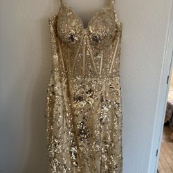 Evening Gown/Prom Sherri Hill Gold Dress- Size 8 56101