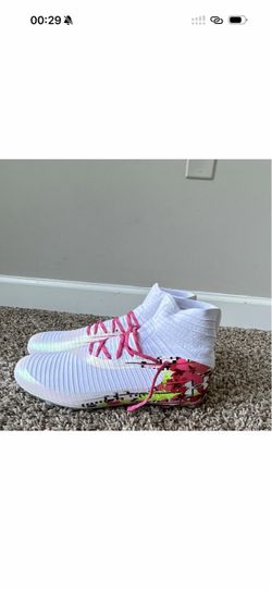 Under Armour Men’s Soccer Cleats White Pink Floral Size 12 FG Football Boots