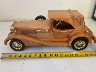 Vintage collectible hand carved Hardwood car