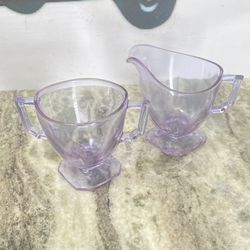 Vintage Depression Glass Fostoria Glass Wisteria Lavender Dichroic Glass Set