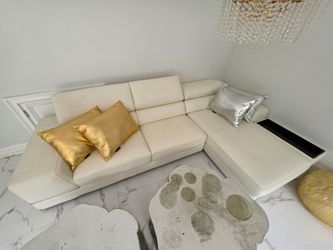 Modani Bergamo white leather sectional sofa