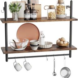 Floating Industrial Pipe Shelf, Kitchen Wall Shelf
