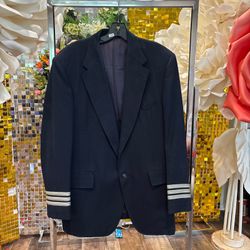 Vtg American Airlines Pilots First Officer Navy Uniform Jacket 43L See pho #1294