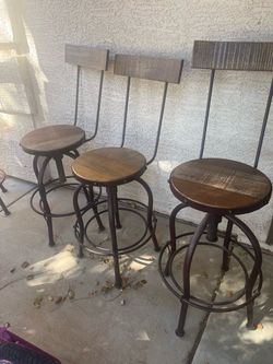 Industrial Bar Stools with Backs – Set of 3