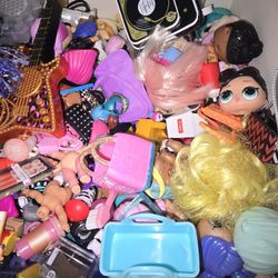 Box Of Mini LOL DOLLS AND ALOT ACCESSORIES 