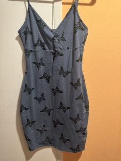 Dark Blue Butterfly Mini Dress