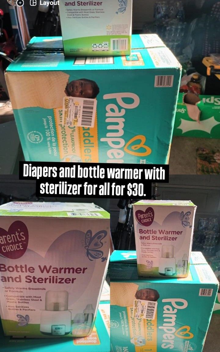 Baby Diapers Pampers And Bottle Warmer