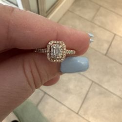 1/2 C.w 14k Rose Gold Double Frame Ring Size 9 