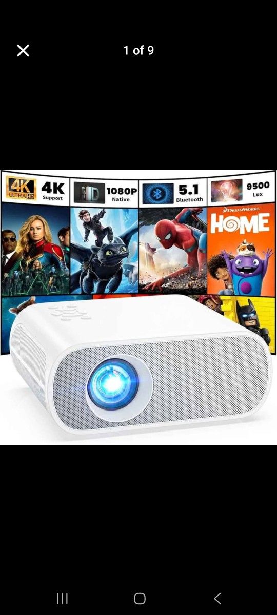 Projector, Native 1080P Full HD Bluetooth Projector with Speaker, 9500 Lumens Outdoor Portable Movie