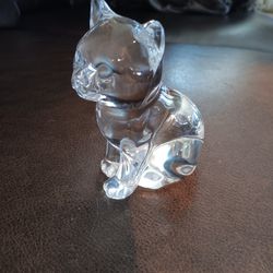Crystal Glass Figurine Cat, Paperweight $9