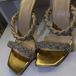 Charlotte Russe Gold Sparkly Braided Heels – Brand New