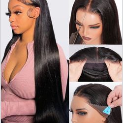 13x6 HD Lace Front Wigs Human Hair Pre Plucked Pre Bleached Small Knots 200 Density Straight Glueless Wigs Human Hair Pre Cut Upgraded Ear to Ear Invi