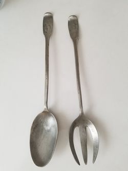 Pewter spoon & fork 95%
