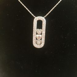 Brighton Sliding Hearts Necklace Reversible Crystal Pendant  F9