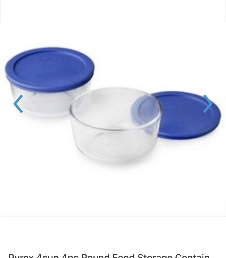 Pyrex 4cup 4pc Round Food Storage Containers Set Blue