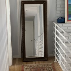Antique Oak Mirror 23”W x 53.7” H
