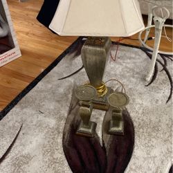 Table lamps and two candle holder