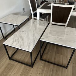 Faux Marble Coffee And Side Tables