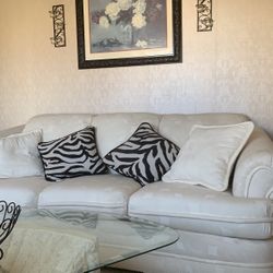 Off-white Sofa And 2 Wingback Chairs