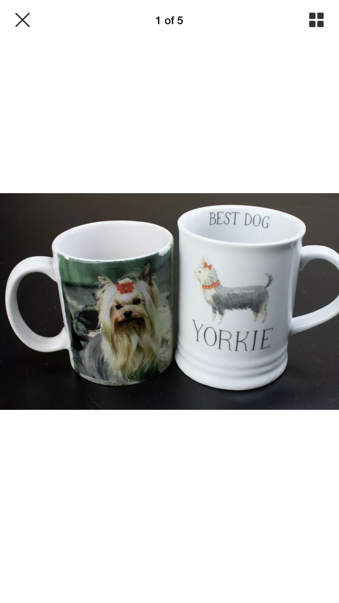 Set of Two Yorkshire Terrier Yorkie Coffee Mugs! 2 RARE