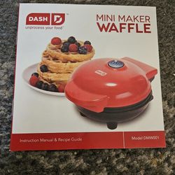 Red Mini Belgian Waffle Maker