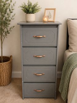 Gray 4-Drawer Wood Filing Cabinet / Storage Cabinet – 39” Tall