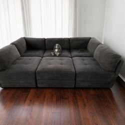 Giant Thomasville 6pc Modular Sectional Sofa —  Ottoman with Storage